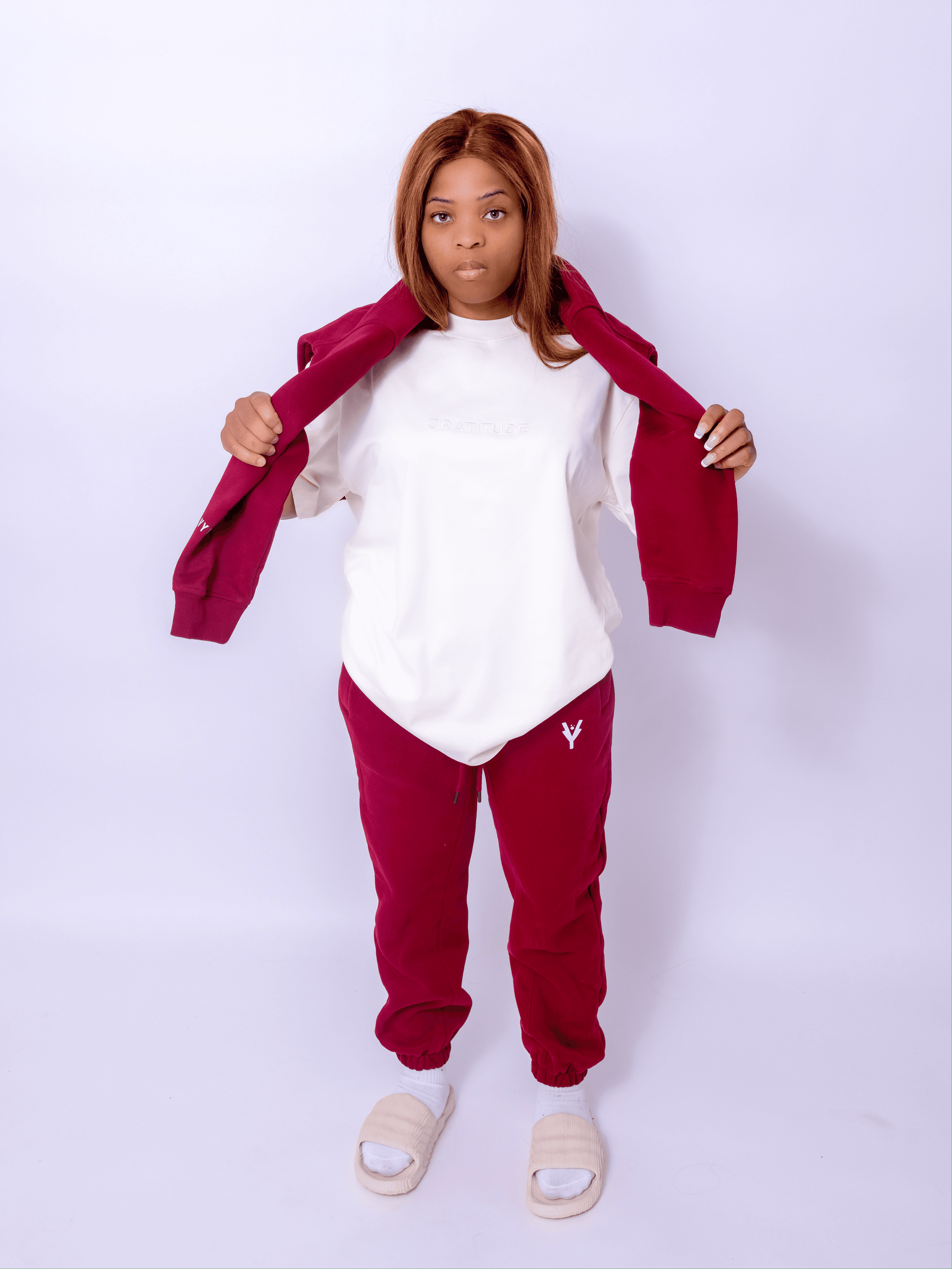 GRATITUDE Sweatpant-deep burgundy