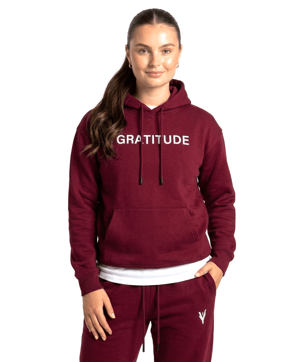 GRATITUDE Women's Hoodie – Deep Burgundy