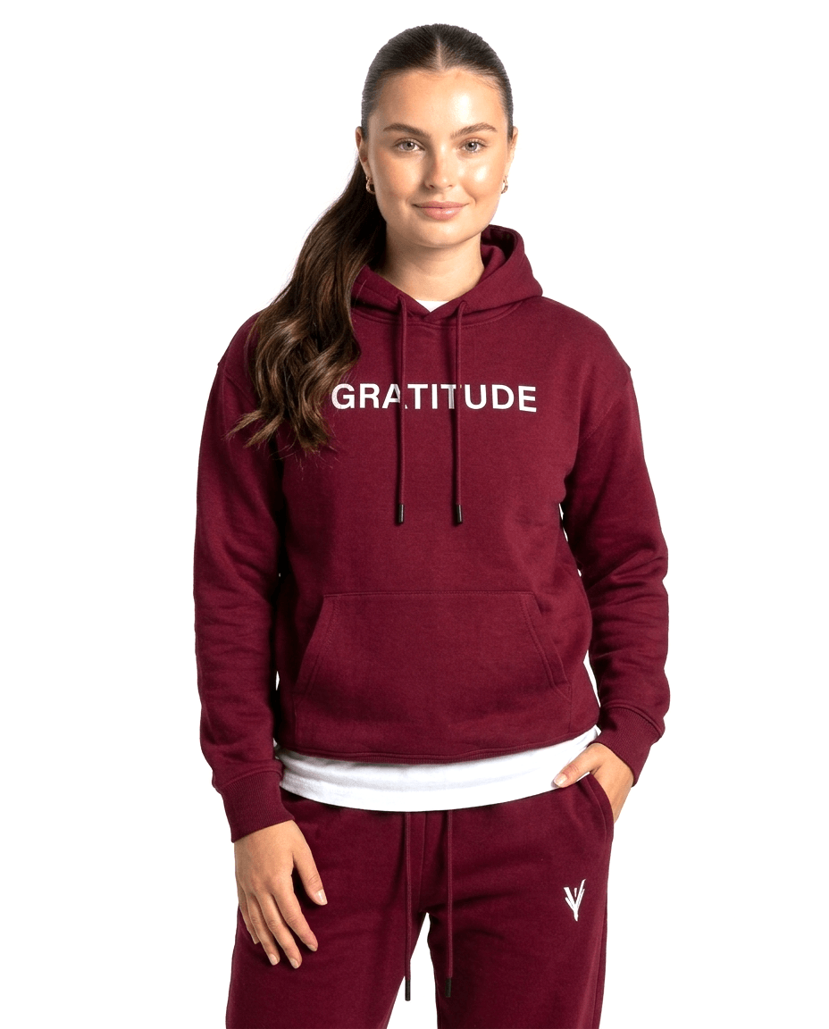 GRATITUDE Women's Hoodie – Deep Burgundy - 1