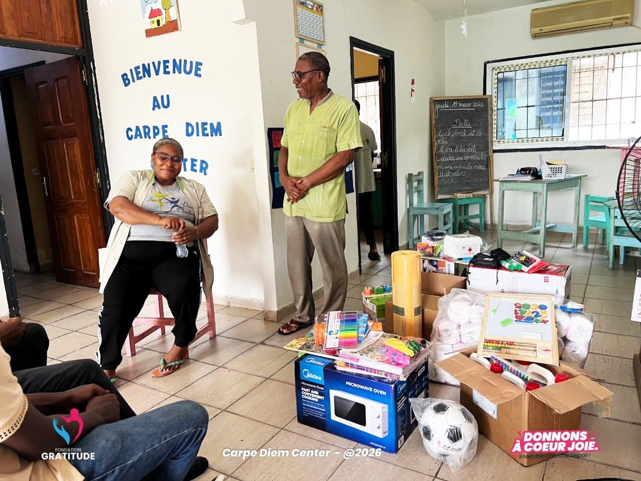 Welcome at the Carpe Diem Center with the donations