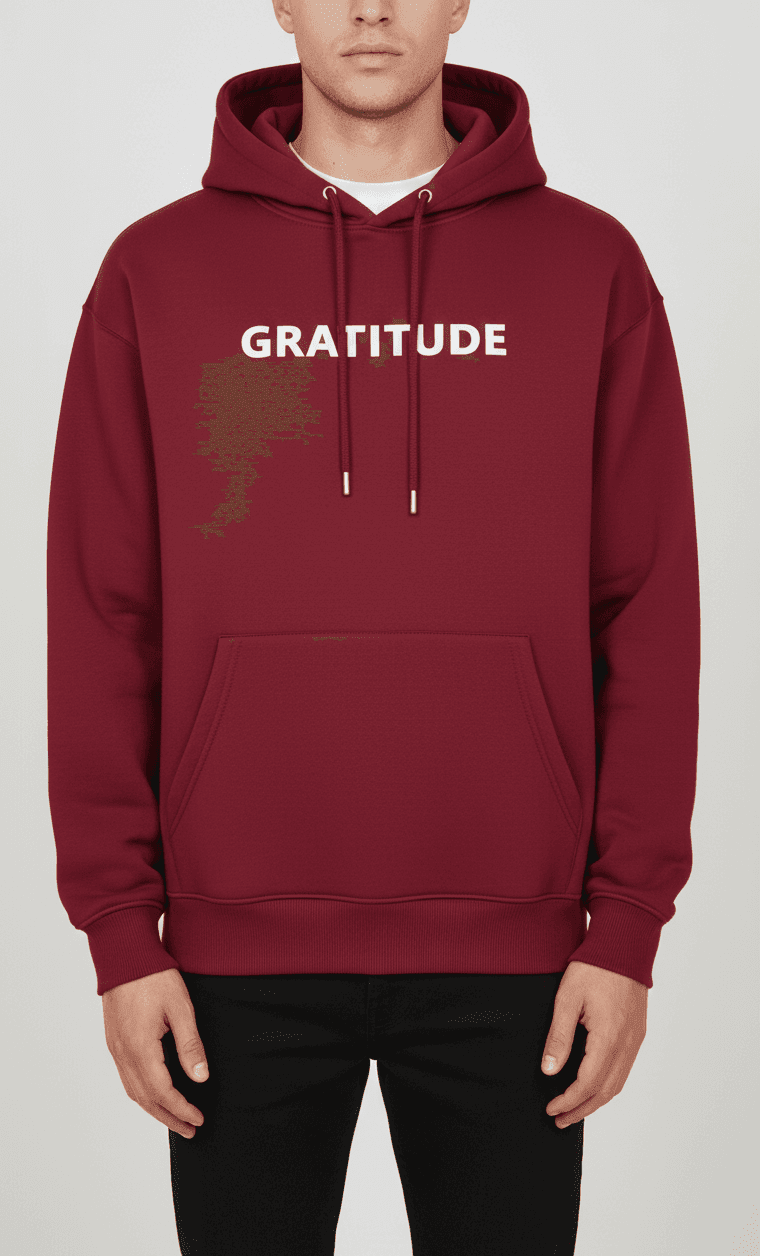 GRATITUDE OVERSIZED HOODIE - Deep Burgundy - Deep Burgundy - 3
