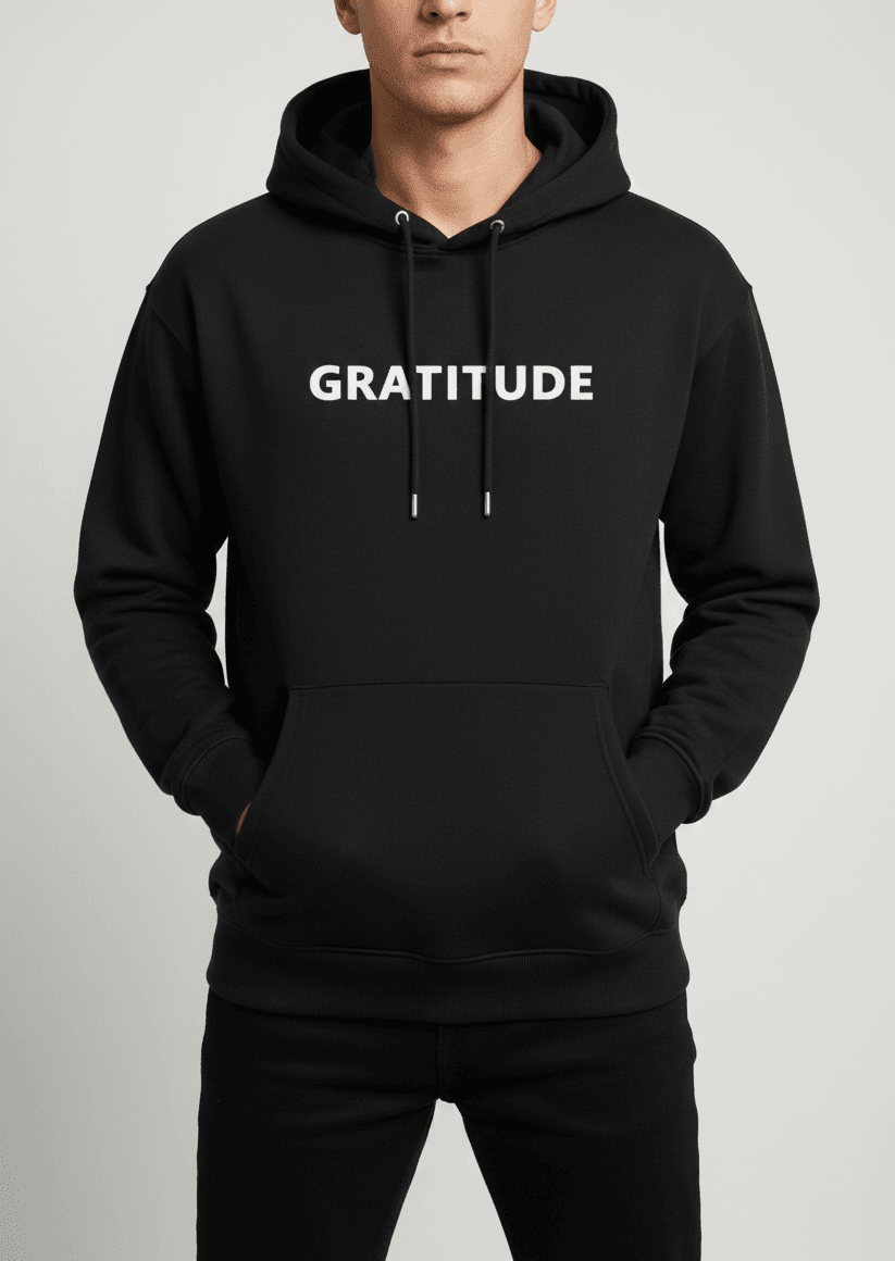 GRATITUDE OVERSIZED HOODIE - Black - Black - 3