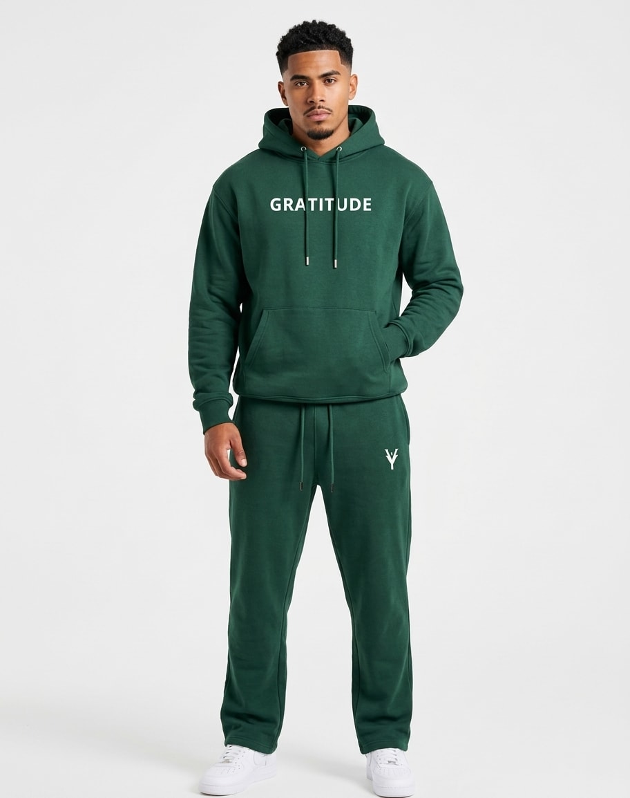 GRATITUDE OVERSIZED HOODIE - Green - Green - 3