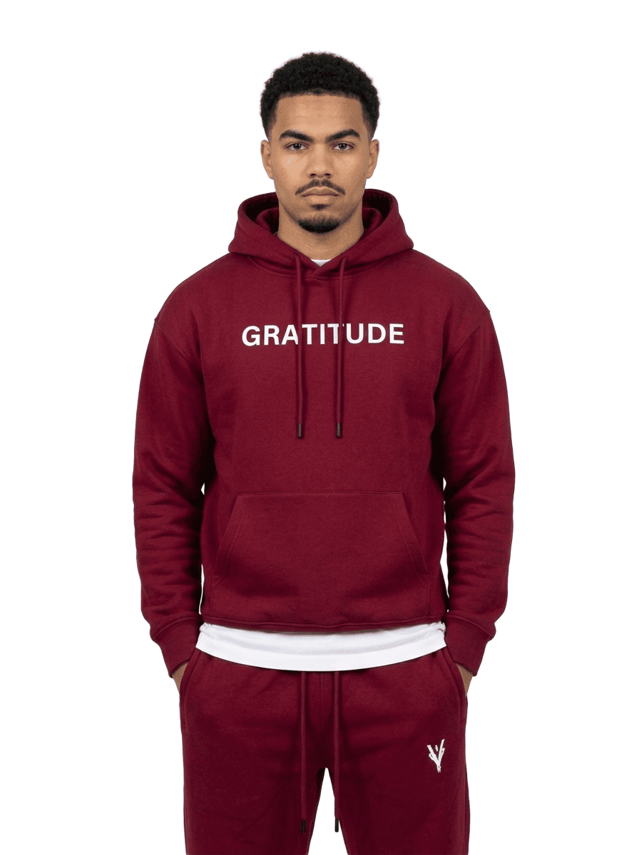 GRATITUDE Oversized Hoodie – Deep Burgundy