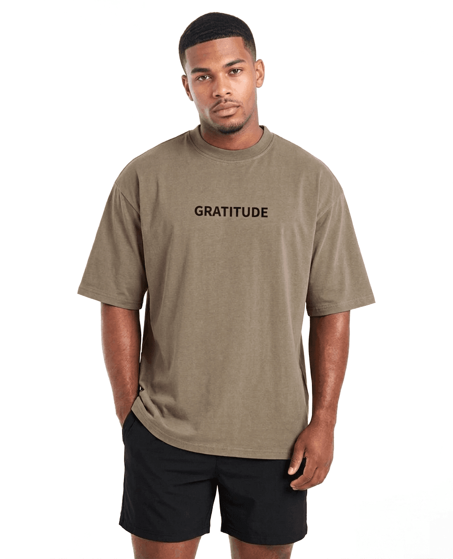 GRATITUDE Vintage Presence Classic Tee – Dusty Brown