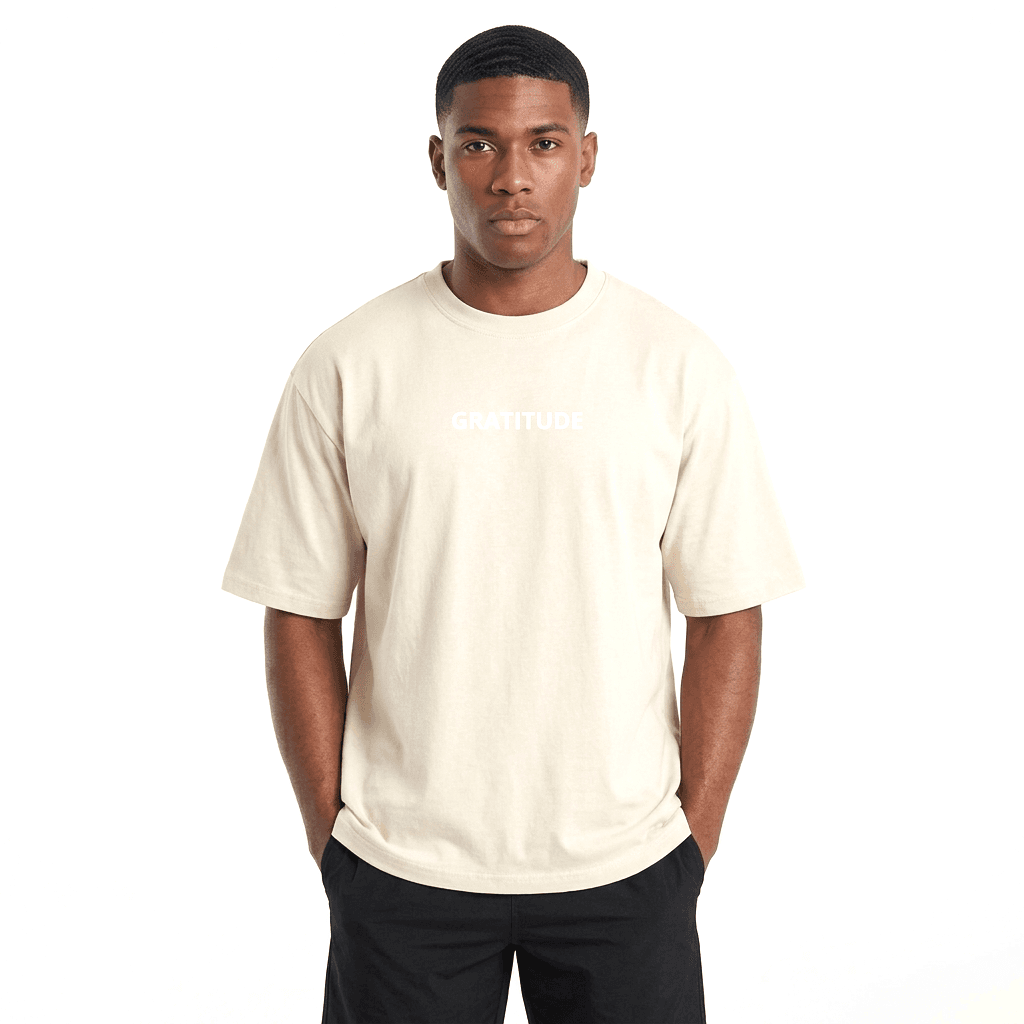 GRATITUDE Vintage Presence Classic Tee – Cream