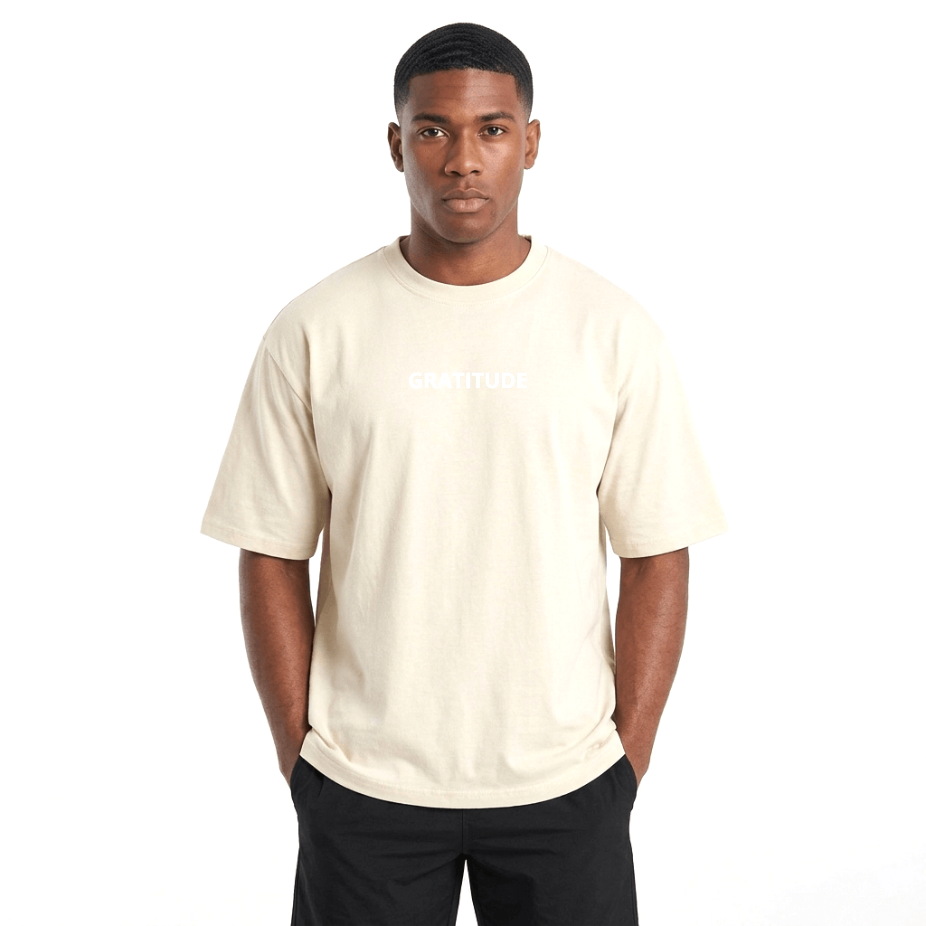 GRATITUDE Vintage Presence Classic Tee – Cream - 1