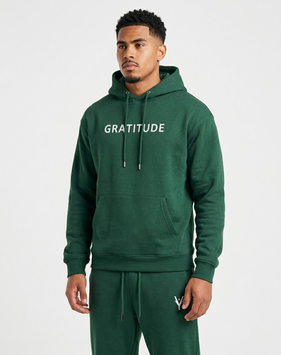 GRATITUDE OVERSIZED HOODIE - Green - Green - 1
