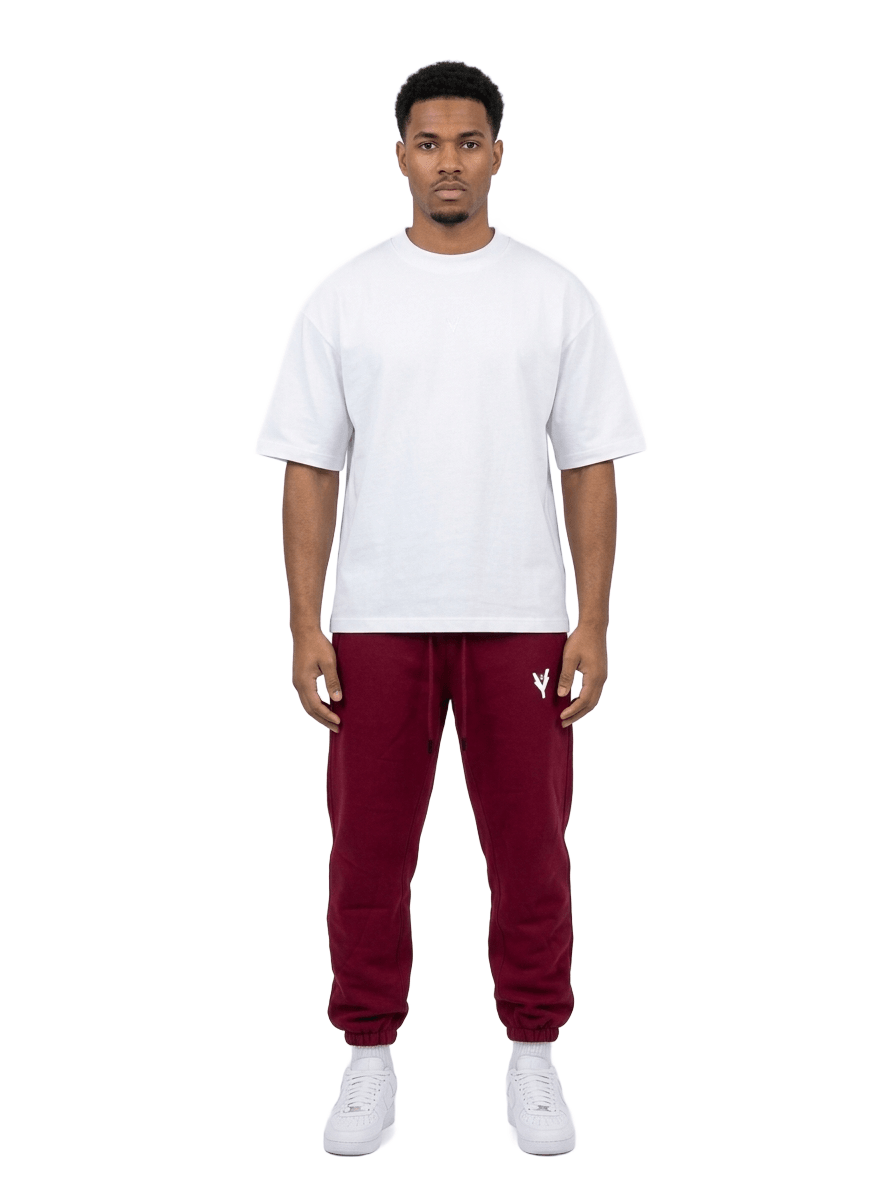 GRATITUDE Sweatpants – Deep Burgundy - White - 3